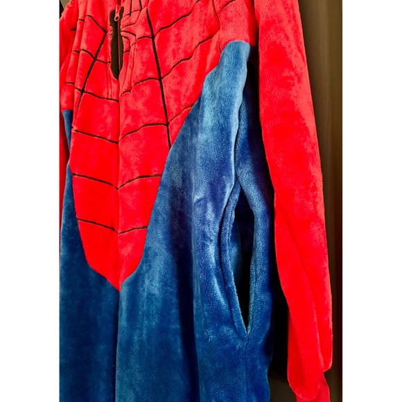 Unisex Spiderman Hooded One Piece Pajamas Adult Costume Halloween - Picture 5 of 6